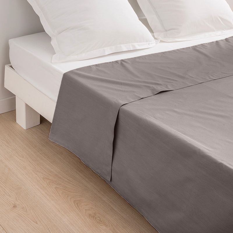 Drap plat couleur polycoton qualité hôtel - taupe49 - PROVENCE